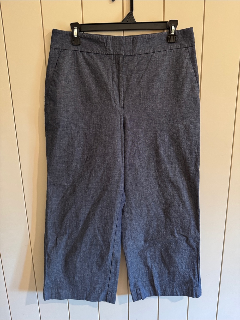 Ann Taylor Factory Cropped Denim Wide Leg Trousers